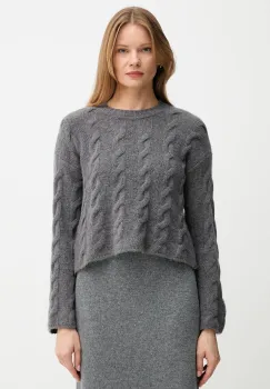Sisley pulover din amestec de lana femei, culoarea gri imagine