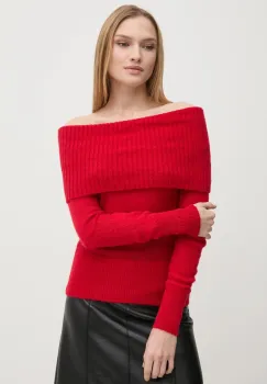 Sisley pulover din amestec de lana femei, culoarea rosu, light, cu guler, 1026M201Z imagine