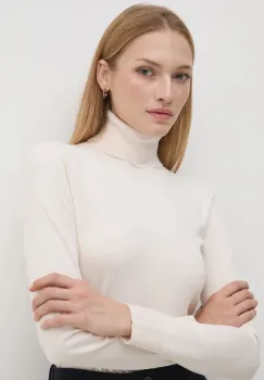 Sisley pulover femei, culoarea bej, light, cu guler, 17Q3M2178 imagine