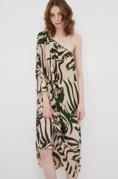 Sisley rochie culoarea bej, midi, oversize imagine