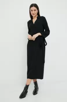 Sisley rochie culoarea negru, maxi, drept imagine