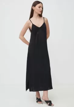 Sisley rochie culoarea negru, maxi, drept imagine