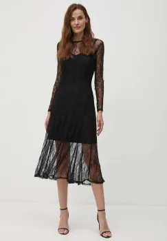 Sisley rochie culoarea negru, midi, evazati, 4HLGLV06D imagine