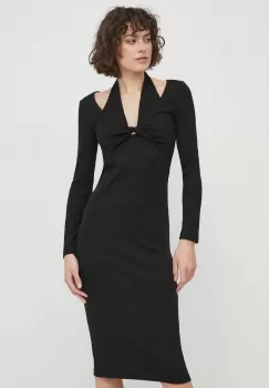 Sisley rochie culoarea negru, midi, mulata imagine