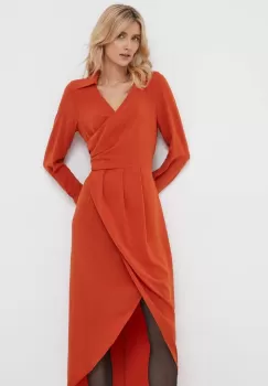 Sisley rochie culoarea portocaliu, midi, evazati imagine