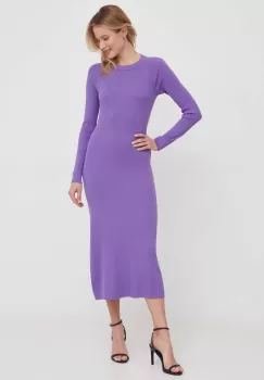 Sisley rochie culoarea violet, maxi, evazati imagine