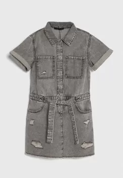 Sisley rochie din denim pentru copii culoarea gri, mini, drept imagine