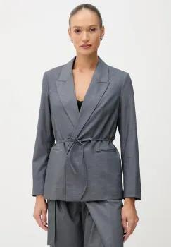 Sisley sacou culoarea gri, cu doua randuri de nasturi, uni, 2K2KLW03C imagine