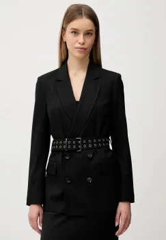 Sisley sacou culoarea negru, cu doua randuri de nasturi, cu imprimeu, 22T7LW03I imagine