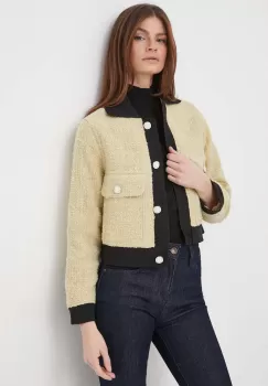 Sisley sacou din lana culoarea galben, un singur rand de nasturi, neted imagine