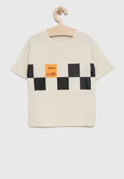 Sisley tricou copii culoarea bej, cu imprimeu imagine