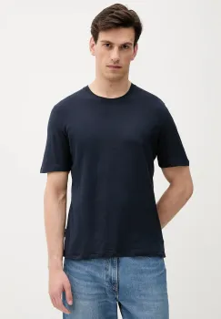 Sisley tricou din amestec de in culoarea bleumarin, uni, 3D8FS104L imagine
