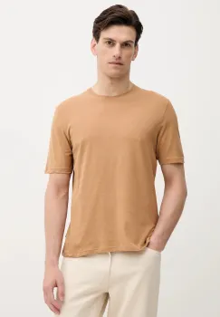 Sisley tricou din amestec de in culoarea maro, uni, 3D8FS104L imagine
