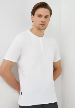 Sisley tricou din bumbac barbati, culoarea bej, neted imagine