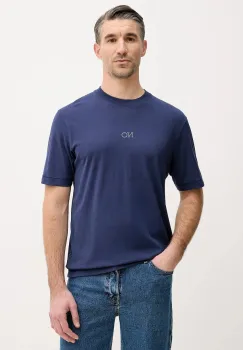 Sisley tricou din bumbac culoarea bleumarin, cu imprimeu, 3I1XS104O imagine