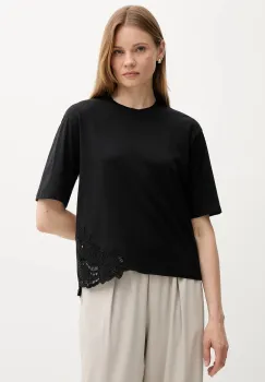 Sisley tricou din bumbac culoarea negru, 3F1QL107M imagine
