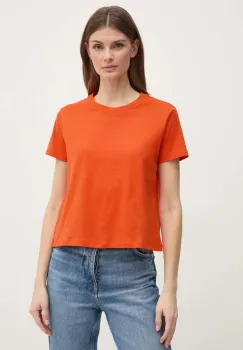 Sisley tricou din bumbac femei, culoarea portocaliu imagine