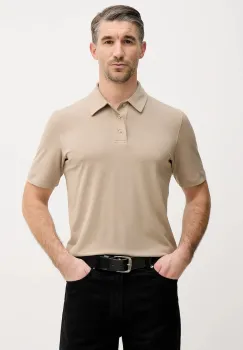 Sisley tricou polo culoarea bej, uni, 3ZDES300X imagine