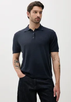 Sisley tricou polo din in culoarea albastru marin, uni, 105GS300L imagine