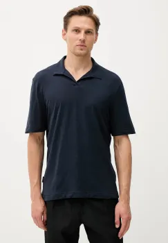 Sisley tricou polo din in culoarea bleumarin, uni, 3D8FS300W imagine