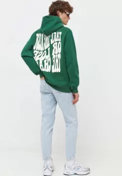 Sixth June bluza barbati, culoarea verde, cu gluga, cu imprimeu imagine