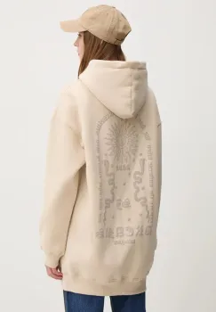 Sixth June bluza femei, culoarea bej, cu gluga, cu imprimeu, 33632 imagine
