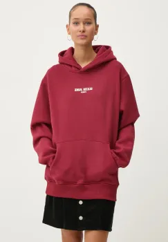 Sixth June bluza femei, culoarea bordo, cu gluga, cu imprimeu, 34402 imagine