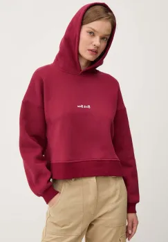 Sixth June bluza femei, culoarea bordo, cu gluga, cu imprimeu imagine