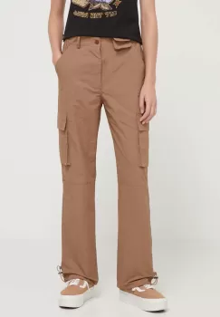 Sixth June pantaloni femei, culoarea maro, drept, high waist imagine