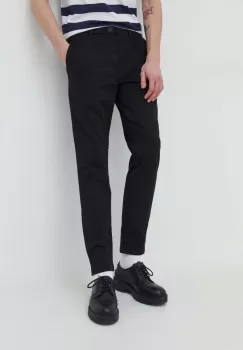 Solid pantaloni barbati, culoarea negru, drept imagine