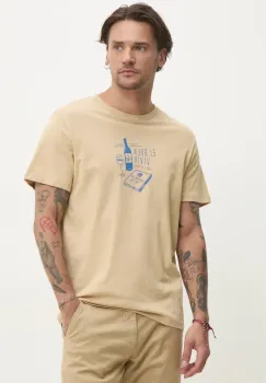 Solid tricou din bumbac ODELL barbati, culoarea bej, cu imprimeu, 21108509.160920 imagine