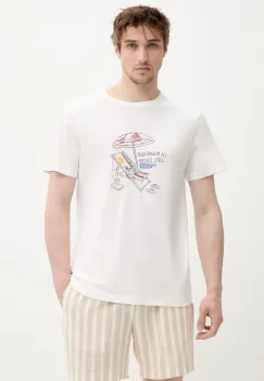 Solid tricou din bumbac PAVISH barbati, culoarea alb, cu imprimeu, 21108603 114201 imagine