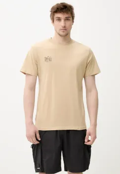 Solid tricou din bumbac PAX barbati, culoarea bej, cu imprimeu, 21108605 160920 imagine