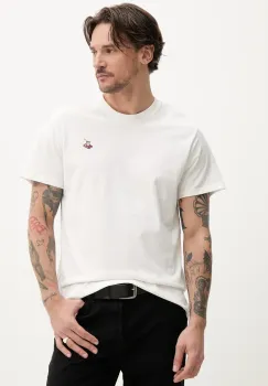 Solid tricou din bumbac PEI barbati, culoarea bej, cu imprimeu, 21108607 114201 imagine