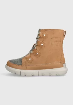 Sorel botine EXPLORER NEXT JOAN WP FE femei, culoarea bej, cu toc plat, izolare usoara, 2068791253 imagine