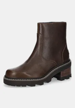 Sorel cizme de piele JOAN NOW ZIP BOOTIE culoarea maro, cu toc drept, izolare usoara, 2138431256 imagine