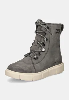 Sorel cizme din piele intoarsa SOREL EXPLORER III JOAN femei, culoarea gri, cu toc plat, izolat, 2077951052 imagine