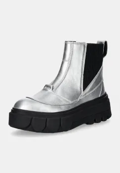 Sorel ghete chelsea de piele CARIBOU X BOOT CHELSEA W femei, culoarea argintiu, cu platforma, 2048441034 imagine
