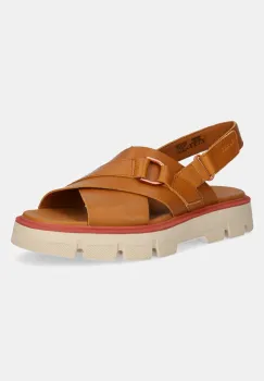 Sorel sandale de piele REIN CB CRISSCROSS femei, culoarea maro, cu platforma, 2114141708 imagine