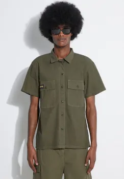 Stan Ray camasa din bumbac Cpo Short Sleeve barbati, culoarea verde, cu guler clasic, slim, SS2401922 imagine