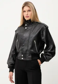 Stand Studio geaca de piele Ciara culoarea negru, de tranzitie, oversize, 66526-7970 imagine