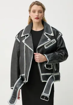 Stand Studio geaca de piele Irene Jacket femei, culoarea negru, de tranzitie, 62272-7030 imagine