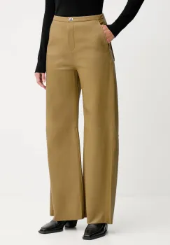 Stand Studio pantaloni de piele Rowena culoarea verde, lat, medium waist, 66529-7870 imagine