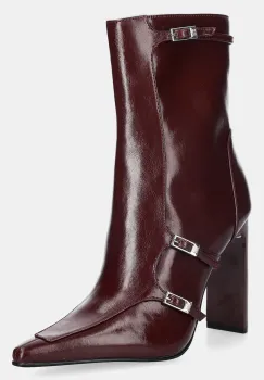 Steve Madden botine Fastened culoarea bordo, cu toc drept, 11004818 imagine