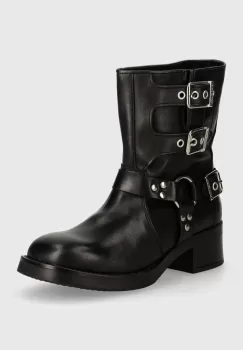 Steve Madden cizme de piele Becase femei, culoarea negru, cu toc plat, SM11003095 imagine