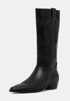 Steve Madden cizme de piele Trevi culoarea negru, cu toc drept, 11004909 imagine