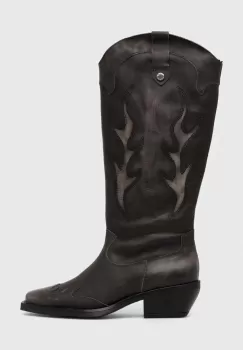 Steve Madden cizme de piele Wenda femei, culoarea gri, cu toc drept, SM11003097 imagine