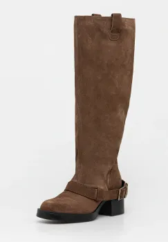 Steve Madden cizme din piele intoarsa Aletta culoarea bej, cu toc plat, 11004755 imagine