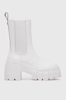 Steve Madden ghete chelsea de piele Ballistic femei, culoarea alb, cu toc drept imagine