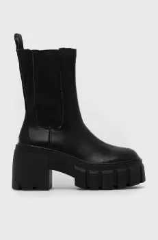 Steve Madden ghete chelsea de piele Ballistic femei, culoarea negru, cu toc drept imagine